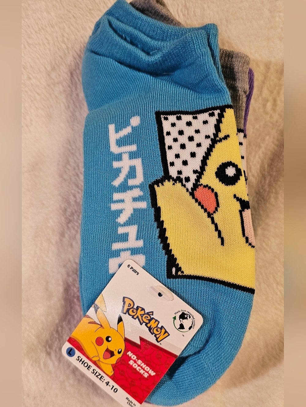 6 Pair Pokemon Girls Womens No Show Socks 4-10